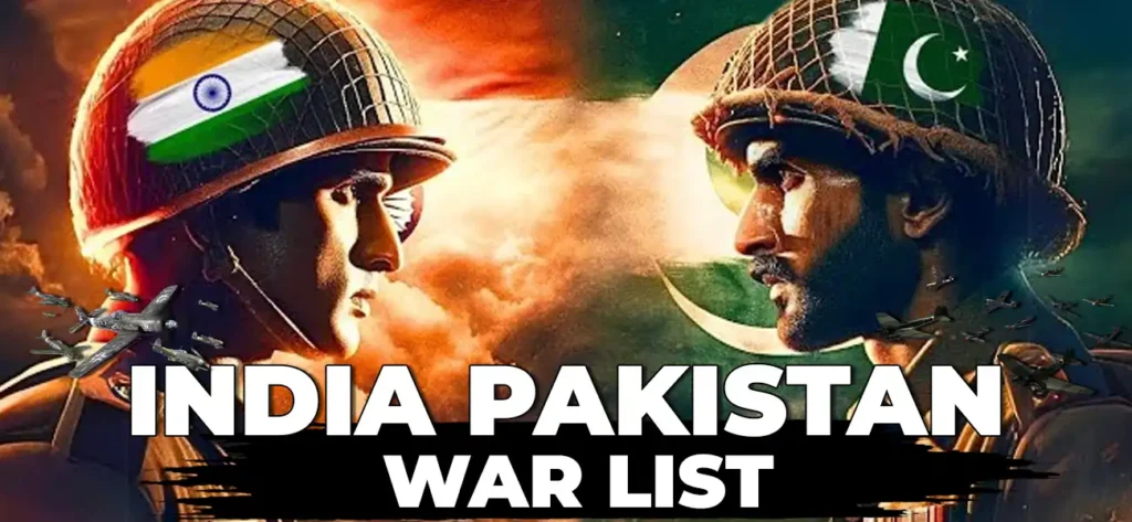 india pakistan war list